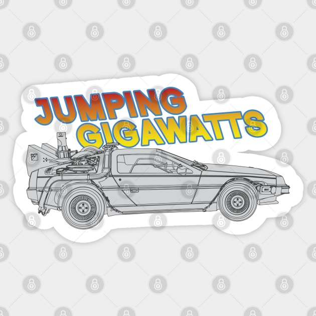 Jumping Gigawatts Delorean - GraphicLoveShop Sticker by GraphicLoveShop